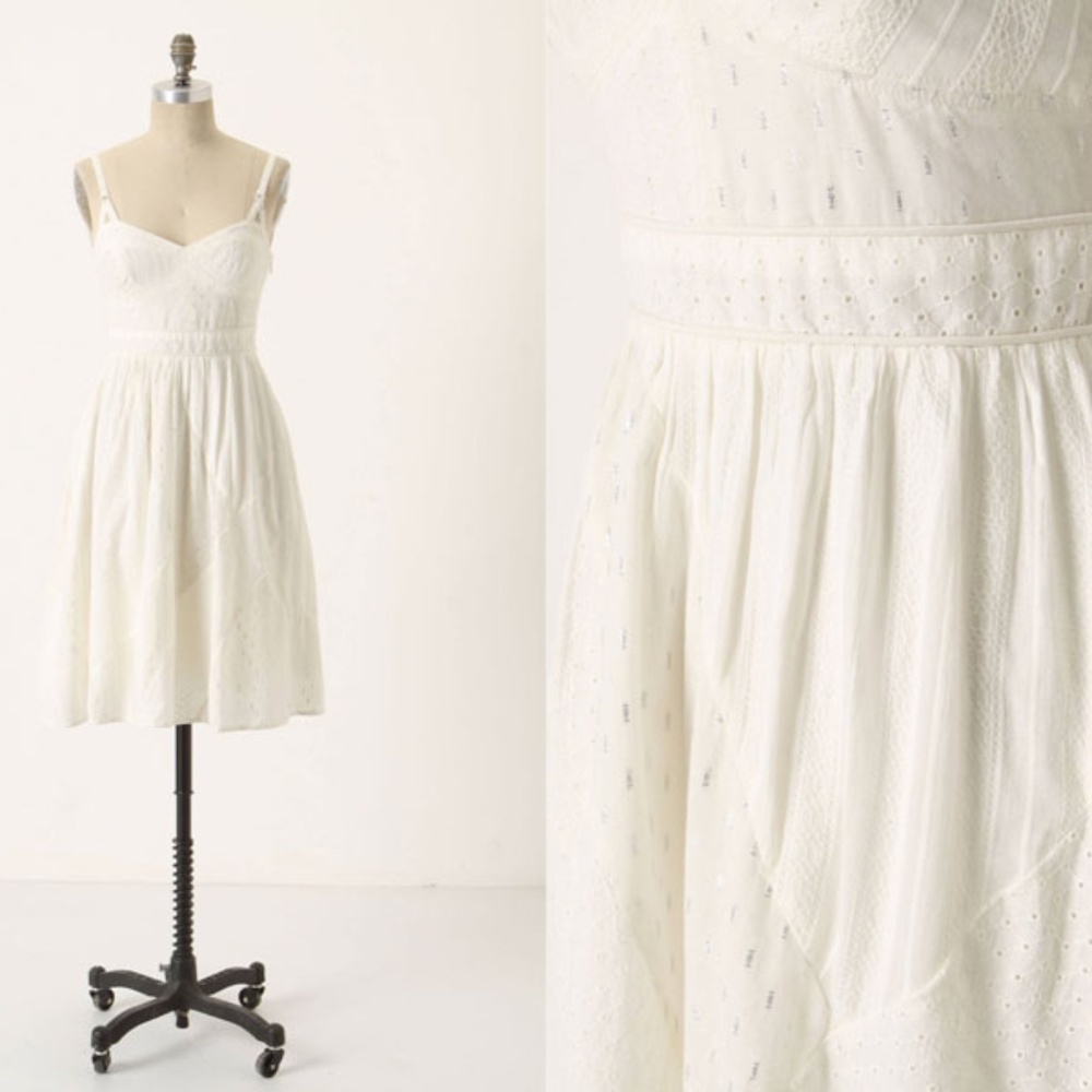 Vintage Anthropologie Lynx & Leo White Patchwork Summer Dress by Maeve